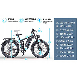 Vélo Électrique Ridstar/YVY E26 PRO - Double moteur 2000W - Batterie Amovible 48V 23Ah