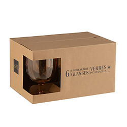 J-Line Boite de 6 verres à vin en plastique orange H.15 cm
