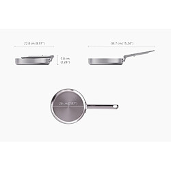 Joseph Joseph Poele Space Steel inox 20 cm, manche pliable, cuisson uniforme, rangement facile