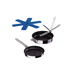 Set 2 poeles Joseph Joseph Space Steel inox antiadhesif, manches pliables compact