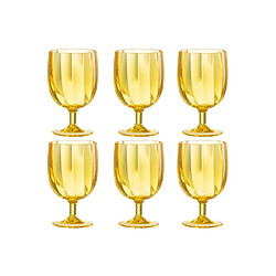 J-Line Boite de 6 verres à vin en plastique jaune H.15 cm