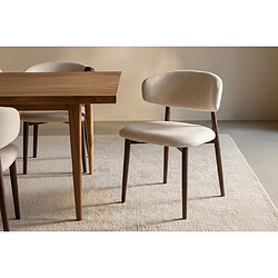 Homy France Lot de 4 Chaises de salle à manger Design – Piètement Effet Noyer & Tissu Beige