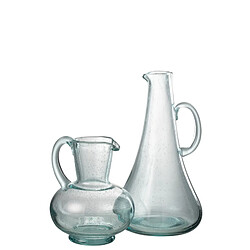 J-Line Carafe avec anse en verre bleu 19.5x19x34 cm