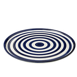 J-Line Assiette plate en céramique bleu marine 34x34x2.5 cm