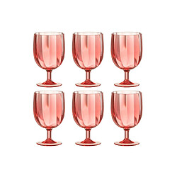 J-Line Boite de 6 verres à vin en plastique rouge H.15 cm