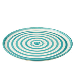 J-Line Assiette plate en céramique bleu mer 34x34x2.5 cm