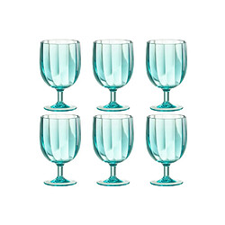 J-Line Boite de 6 verres à vin en plastique bleu H.15 cm