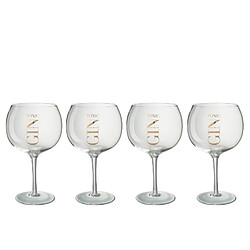 J-Line Lot de 4 verres Gin en écriture doré 26x26x23 cm