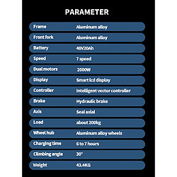 KIMDYMA K03 Vélo électrique Entièrement Suspendu 26" Moteur 2000W 48V 20AH pas cher