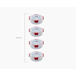 Nest Lock Joseph Joseph, set de 4 contenants ronds 1L, hermétiques, rouges. pas cher