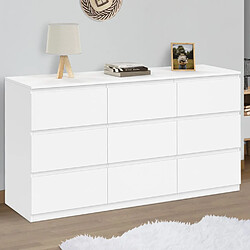 Idmarket Commode 9 tiroirs blanc