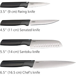Joseph Joseph Jeu de couteaux et planche à découper Folio Plus 8 pièces, antidérapants, gris pas cher