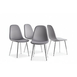 Homy France Lot de 4 Chaises Scandinaves Velours Gris Pieds Chrome 43,5x40x87cm