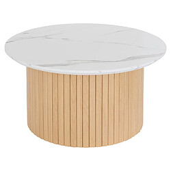 Atmosphera Table basse avec plateau effet marbre HOMELYA - Blanc