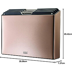 Joseph Joseph Set Folio acier 4 planches, etui inox or rose, antiderapantes, lave vaisselle