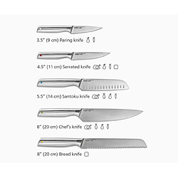 Jeu de couteaux Joseph Joseph Elevate avec plateau en bambou, design noir