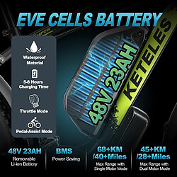 Avis Keteles K800 Vélo électrique Moteur 1000Wx2 écran LCD 48V 23AH