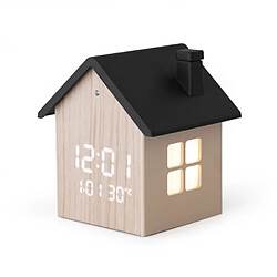 Inovalley Réveil digital Maison aspect bois
