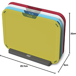 Set de 4 planches Joseph Joseph Duo Icon, codees, antiderapantes, avec support