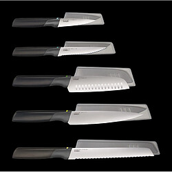 Jeu de 5 couteaux Duo Joseph Joseph, inox japonais avec poignées équilibrées, opale
