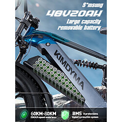 Acheter Vélo électrique KIMDYMA K03 26"x4.0" Moteur 1000Wx2 48V 20AH Bleu