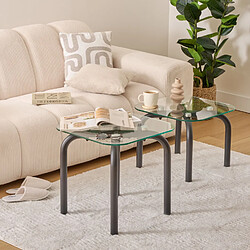 Atmosphera Ensemble de 2 tables à café en verre HECATE - Noir