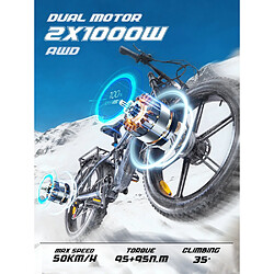 Acheter Vélo électrique KIMDYMA K03 Moteur 1000Wx2 26"x4.0" 48V 20AH jaune