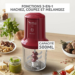 Moulinex Hachoir Électrique 550W – 6 Lames Inox, 2 Vitesses, Rouge Rubis