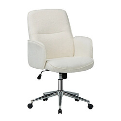 Smartue Chaise de Bureau Beige, Dossier Haut Coquille, Hauteur Réglable, Mode Détente