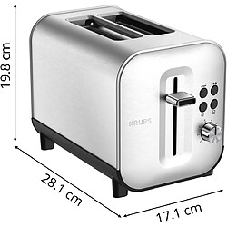 Krups Grille-pain Inox 2 Fentes 850W 8 Niveaux