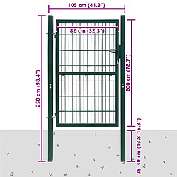 vidaXL Portail de clôture en acier 100x200 cm vert pas cher