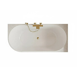 Acheter OTITEC Baignoire d'angle droite - 150 x 75 cm - Blanc brillant rainure avec bonde doré - PERLE