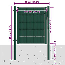 vidaXL Portail de clôture en PVC et acier 100x100 cm vert pas cher