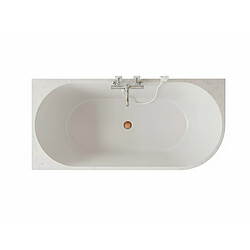 Acheter OTITEC Baignoire d'angle gauche - 160 x 75 cm - Blanc brillant rainure avec bonde cuivre - PERLE