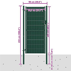 Acheter vidaXL Portail de clôture en PVC et acier 100 x 204 cm vert