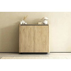 Casanova Commode 2 portes 113 cm en effet chêne Cremona et noir - Chêne clair