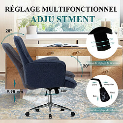 Smartue Chaise de Bureau Bleu, Dossier Haut Coquille, Hauteur Réglable, Mode Détente