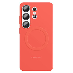 Samsung Coque MagSafe pour Galaxy S26 Ultra Série Silicone Magnet Cover Antichoc Corail