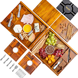 BlauKe Plateau à Fromage en Bois et Couteaux à Fromage – Extra Grand Planche Apero en Acacia