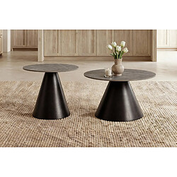 Casanova Ensemble de 2 tables basses rondes 50 et 70 cm pieds en métal - Noir