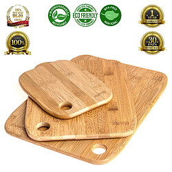 Planches à Découper en Bois de Bambou – Set de 3 Tailles – Plateau de Service – BlauKe®