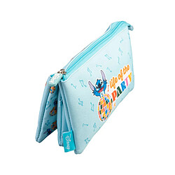 Disney Trousse à Crayons Stitch Collection Waves 3 Compartiments Zippés Bleu clair