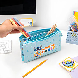 Disney Trousse à Crayons Stitch Collection Waves 3 Compartiments Zippés Bleu clair pas cher