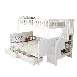Acheter modfu Lit superposé enfant 90x200 et 140x200 cm, en bois, blanc