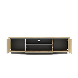 Casanova Meuble TV 200 cm effet chêne Cremona et noir Chêne clair