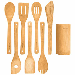 Ustensiles De Cuisine En Bois De Bambou – Set 8 Accessoires Cuisine – BlauKe®