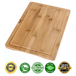 Planche à Découper en Bois de Bambou avec Rigole et Poignées Latérales (38x25cm) – BlauKe®