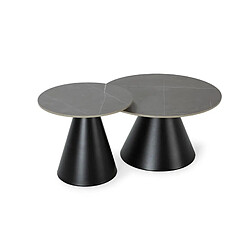 Casanova Ensemble de 2 tables basses rondes 50 et 70 cm pieds en métal - Noir