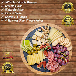 BlauKe Plateau à Fromages en Bois avec Couteaux et Ardoise Amovible – Excellente Idée Cadeau