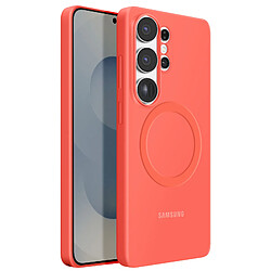 Samsung Coque MagSafe pour Galaxy S26 Ultra Série Silicone Magnet Cover Antichoc Corail